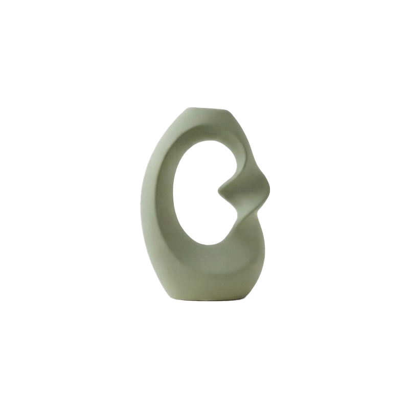 CURVE 莫蘭迪綠線條美學花器 - 細節特寫