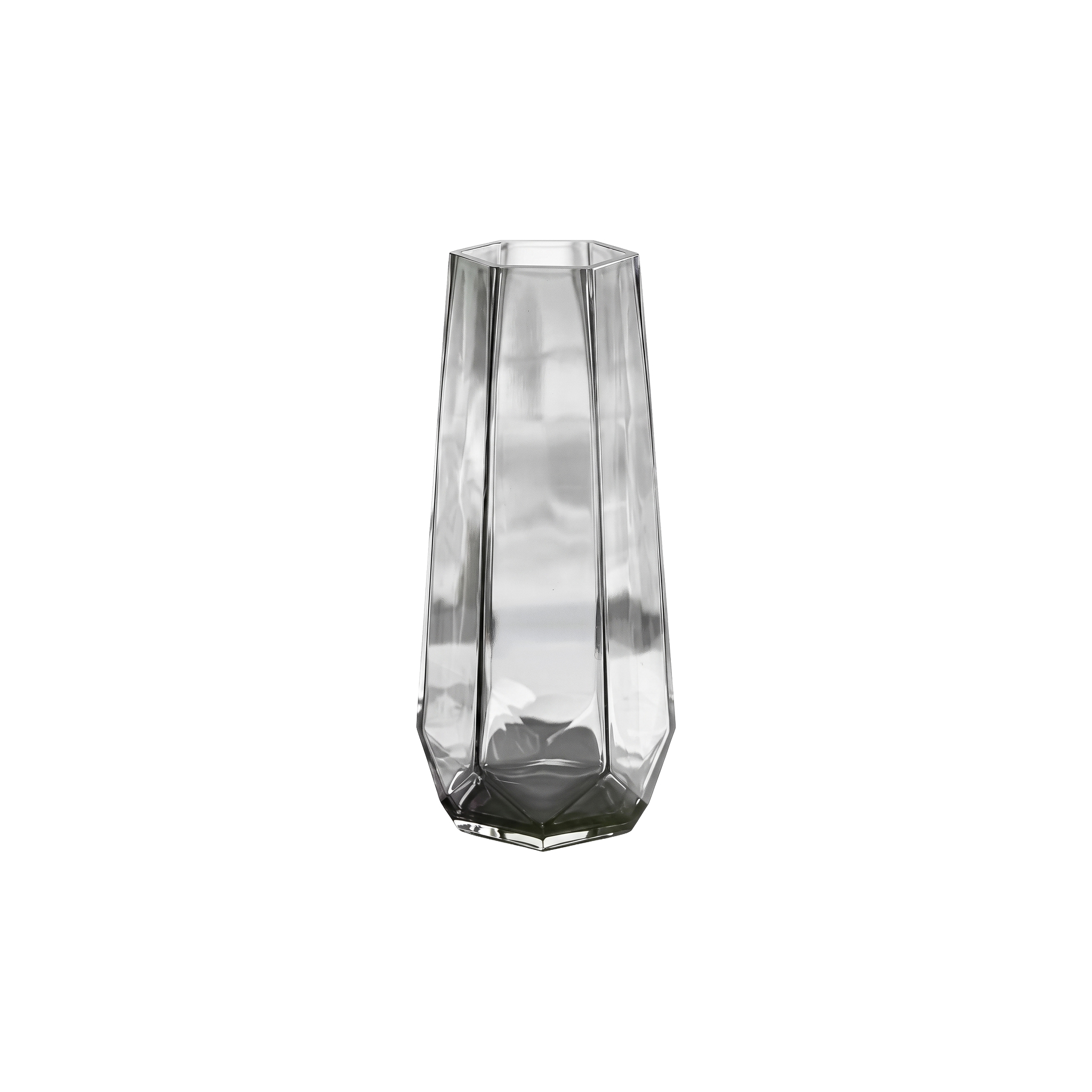 PRISM 煙灰色六角切面玻璃花器 - 細節特寫